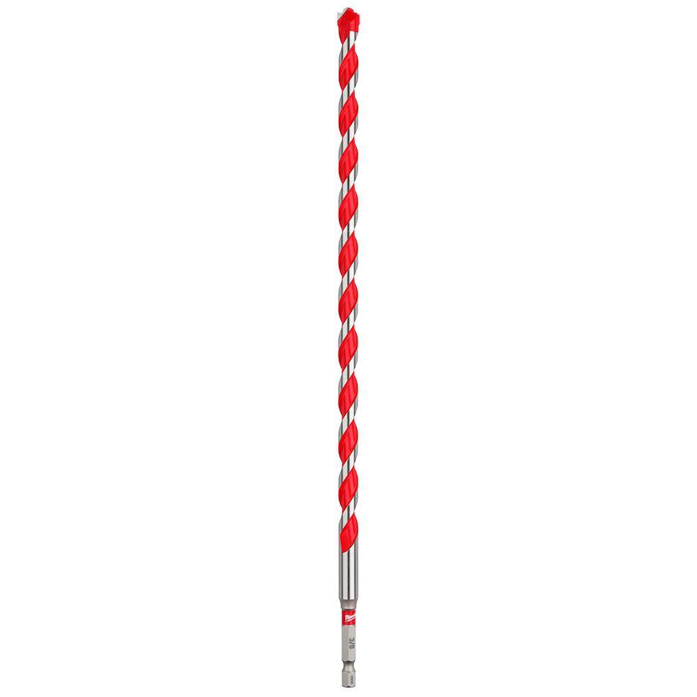 Milwaukee 48-20-9022 SHOCKWAVE Single Ended Hammer Drill Bit, 3/8 in Drill Bit, 3/8 in 3-Flat Shank, 10 in D Cutting, Carbide Cutting Edge, 12 in OAL
