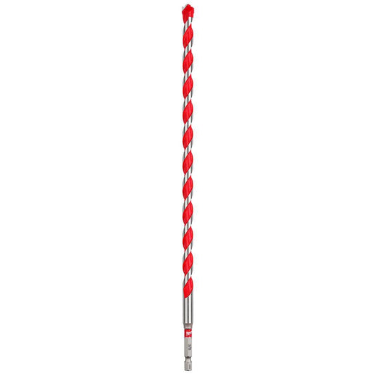 Milwaukee 48-20-9022 SHOCKWAVE Single Ended Hammer Drill Bit, 3/8 in Drill Bit, 3/8 in 3-Flat Shank, 10 in D Cutting, Carbide Cutting Edge, 12 in OAL