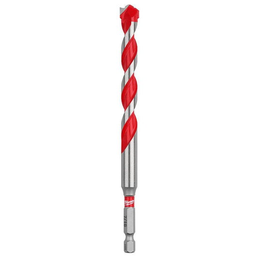 Milwaukee 48-20-9030 SHOCKWAVE Single Ended Hammer Drill Bit, 1/2 in Drill Bit, 1/4 in Hex Shank, 4 in D Cutting, Carbide Cutting Edge, 6 in OAL