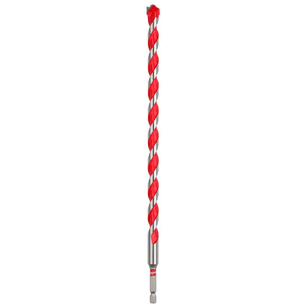 Milwaukee 48-20-9031 SHOCKWAVE Single Ended Hammer Drill Bit, 1/2 in Drill Bit, 3/8 in 3-Flat Shank, 10 in D Cutting, Carbide Cutting Edge, 12 in OAL