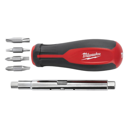 Milwaukee 48-22-2760 11-in-1 Round Shank Multi-Bit Screwdriver, 11 Pieces, Plastic/Rubber Tri-Lobe Handle, Forged Steel