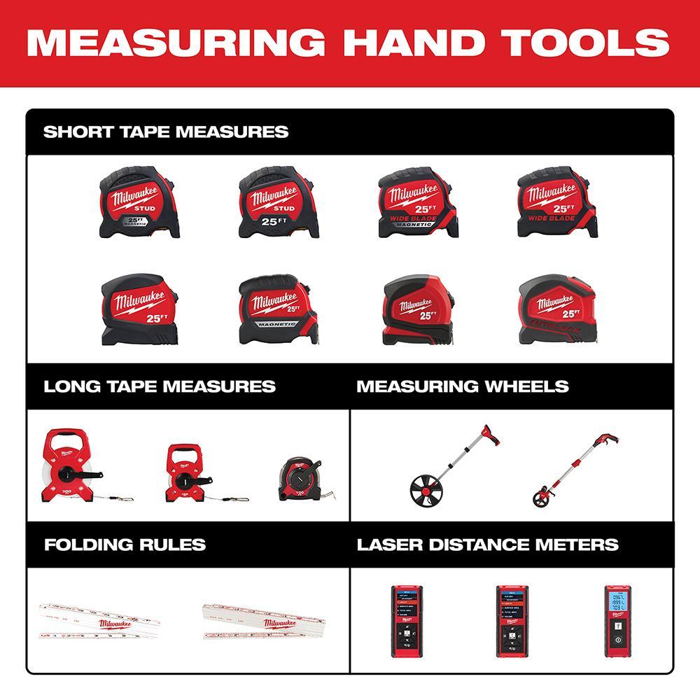 Milwaukee Autolock 48-22-6825 Compact Autolock Measuring Tape With Belt Clip, 25 ft L x 27 mm W Blade, Steel Blade, 1/16 in Graduation