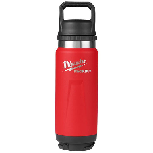 Milwaukee 48228396R PACKOUT 24 oz. Insulated Bottle w/ Chug Lid, Red, Double Wall Vacuum