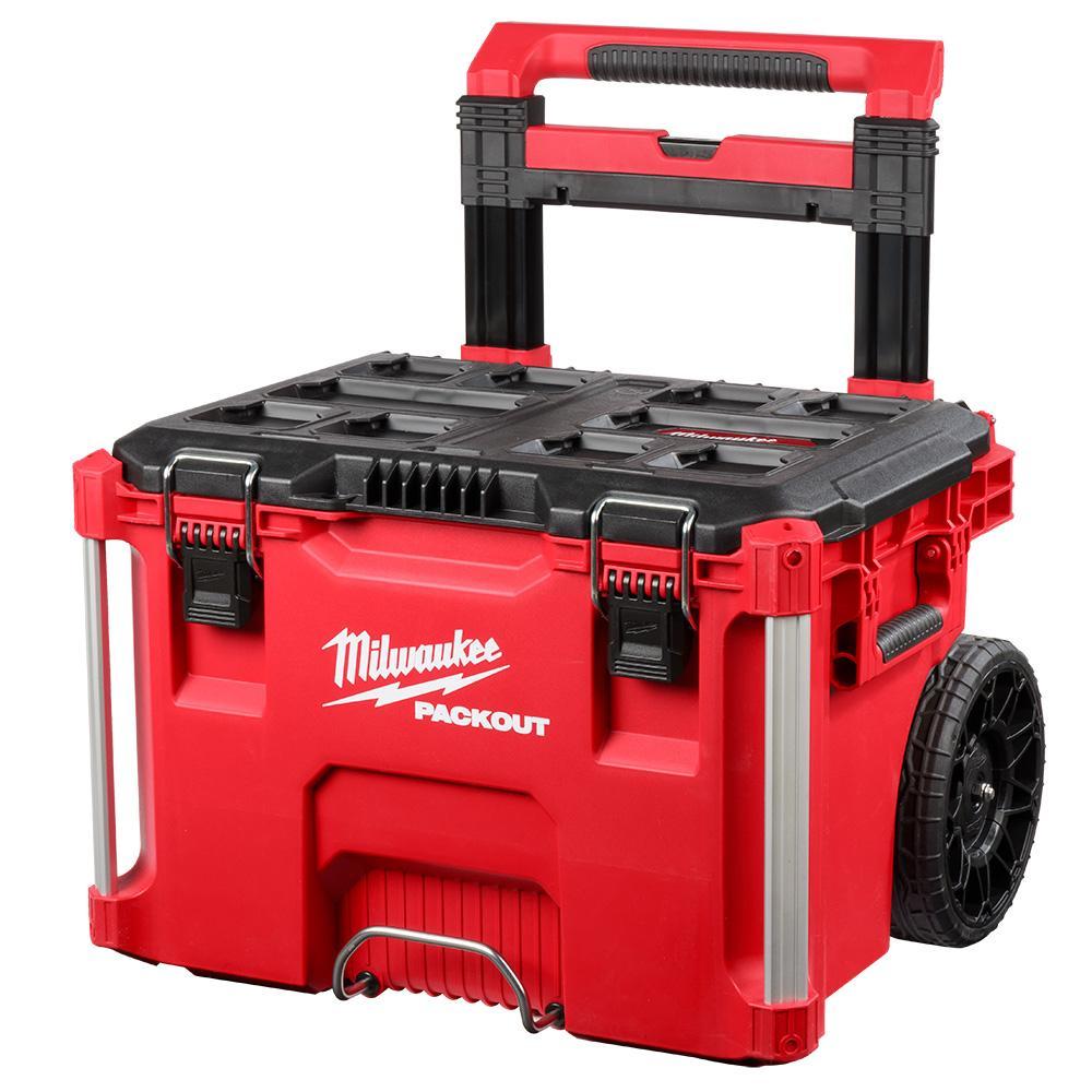 Milwaukee PACKOUT 48-22-8426 Waterproof Rolling Tool Box, 18.9 in H x 25.6 in W x 22.1 in D