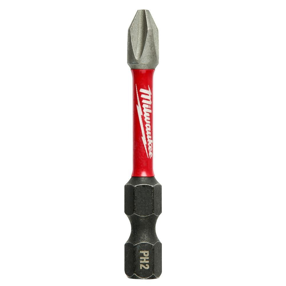 Milwaukee SHOCKWAVE Impact Duty 48-32-4602 Impact Power Bit, #2 Phillips Point, 2 in OAL, 1/4 in, Alloy Steel