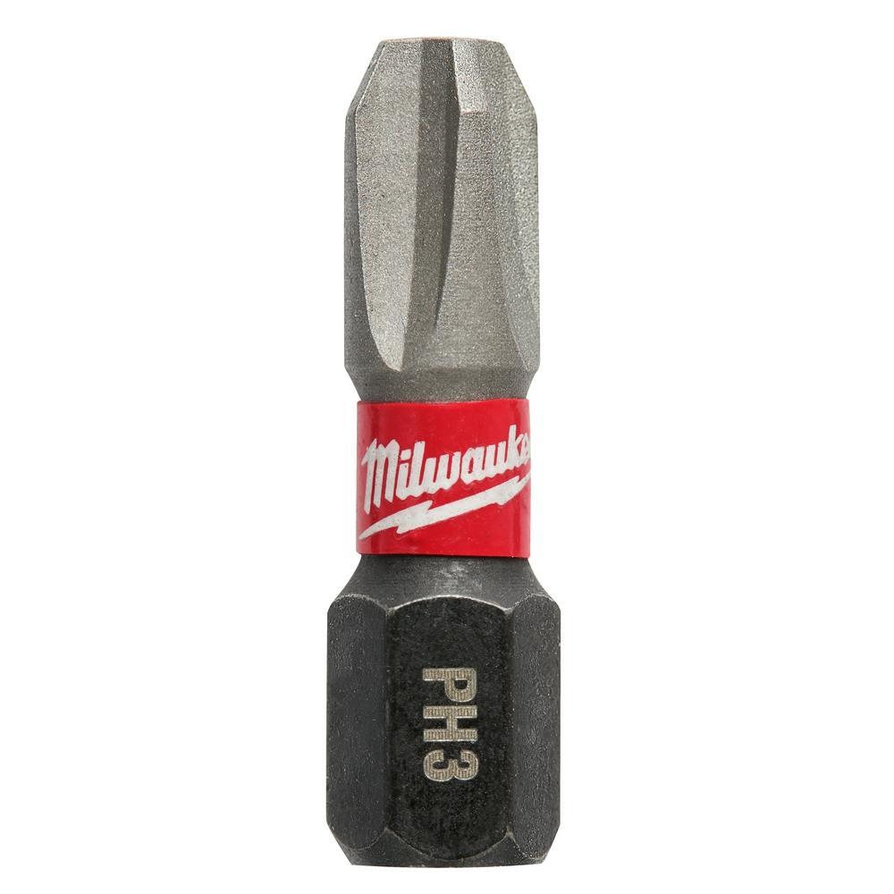Milwaukee SHOCKWAVE Impact Duty 48-32-4663 Impact Insert Bit, #3 Phillips Point, 1/4 in, Steel