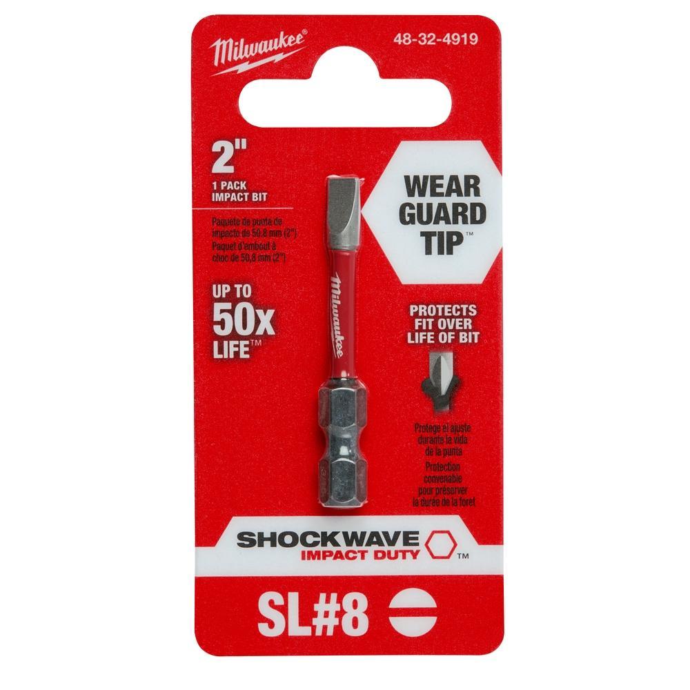 Milwaukee SHOCKWAVE Impact Duty 48-32-4919 Impact Power Bit, 3/16 in Slotted Point, 2 in OAL, 1/4 in, Steel