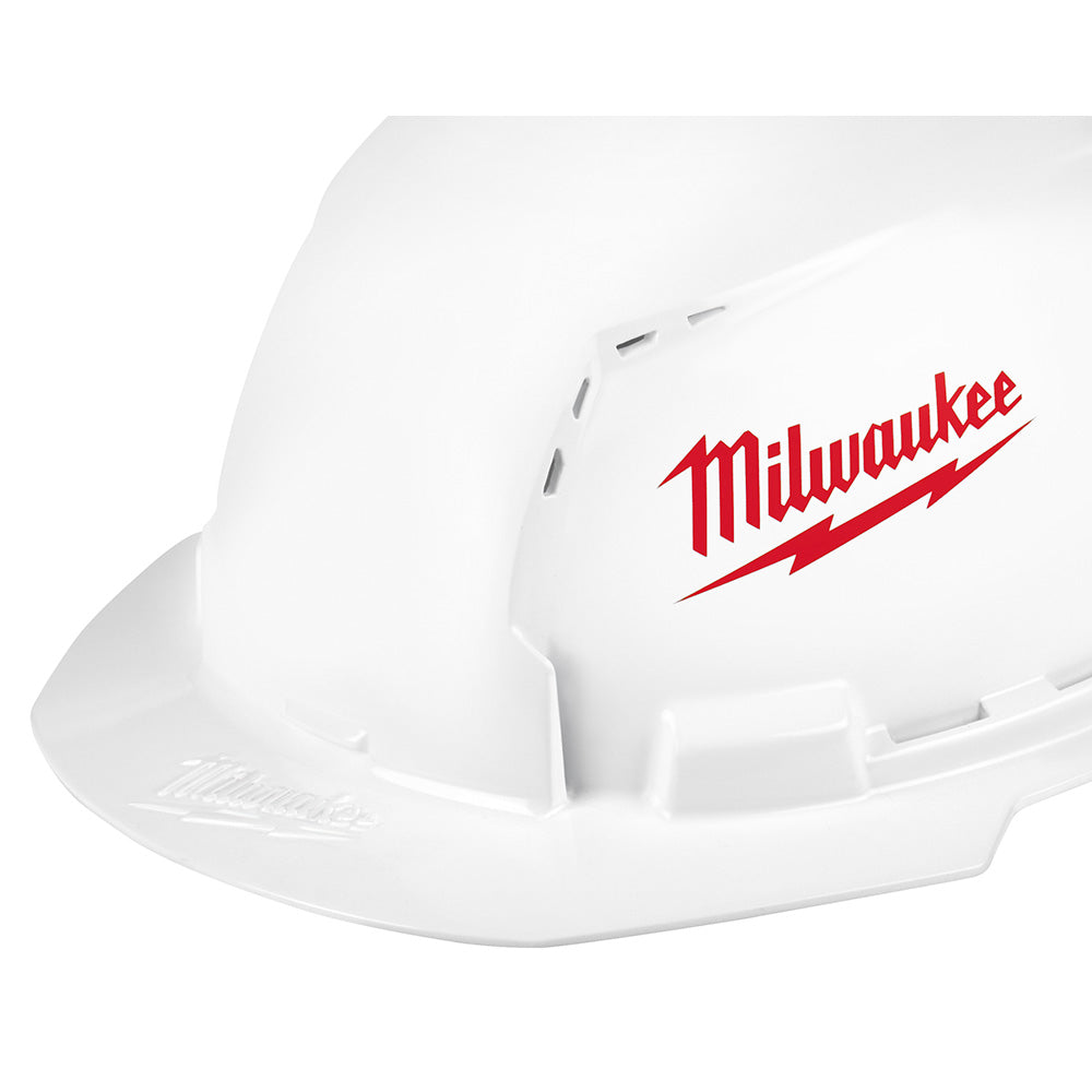 Milwaukee 48-73-1000 Front Brim Vented Hard Hat With BOLT Accessories, Polyethylene, Ratchet Suspension, ANSI Electrical Class Rating: Class C, ANSI Impact Rating: ANSI/ISEA Z89.1 Type I, Large Logo Graphics, Quick Adjustment
