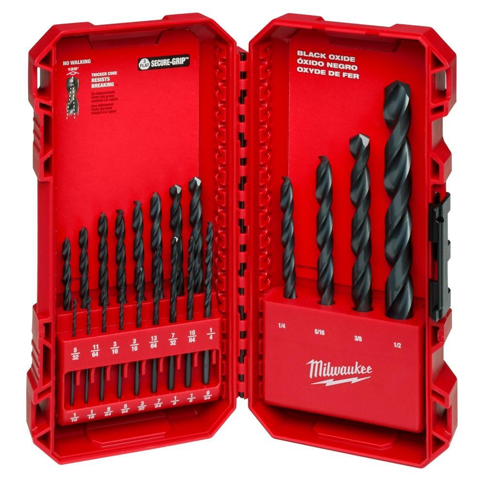Milwaukee Thunderbolt Secure-Grip 48-89-2801 Drill Bit Set, 21 Pieces, Black Oxide