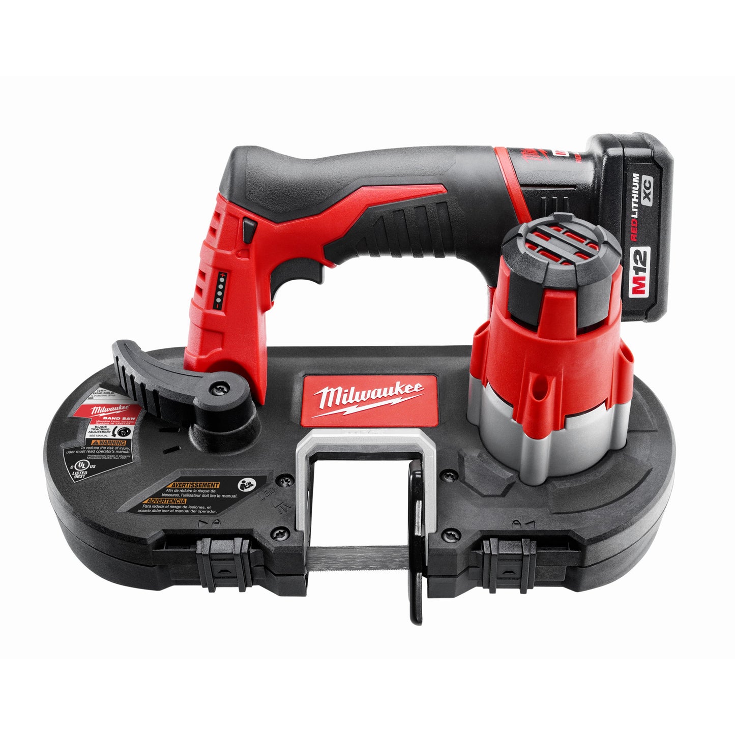 Milwaukee 2429-21XC Sub-Compact Cordless Band Saw Kit, 1-5/8 in Cutting, 27 in L x 0.5 in W x 0.02 in THK Blade, 12 VDC, 3 Ah Li-Ion Battery