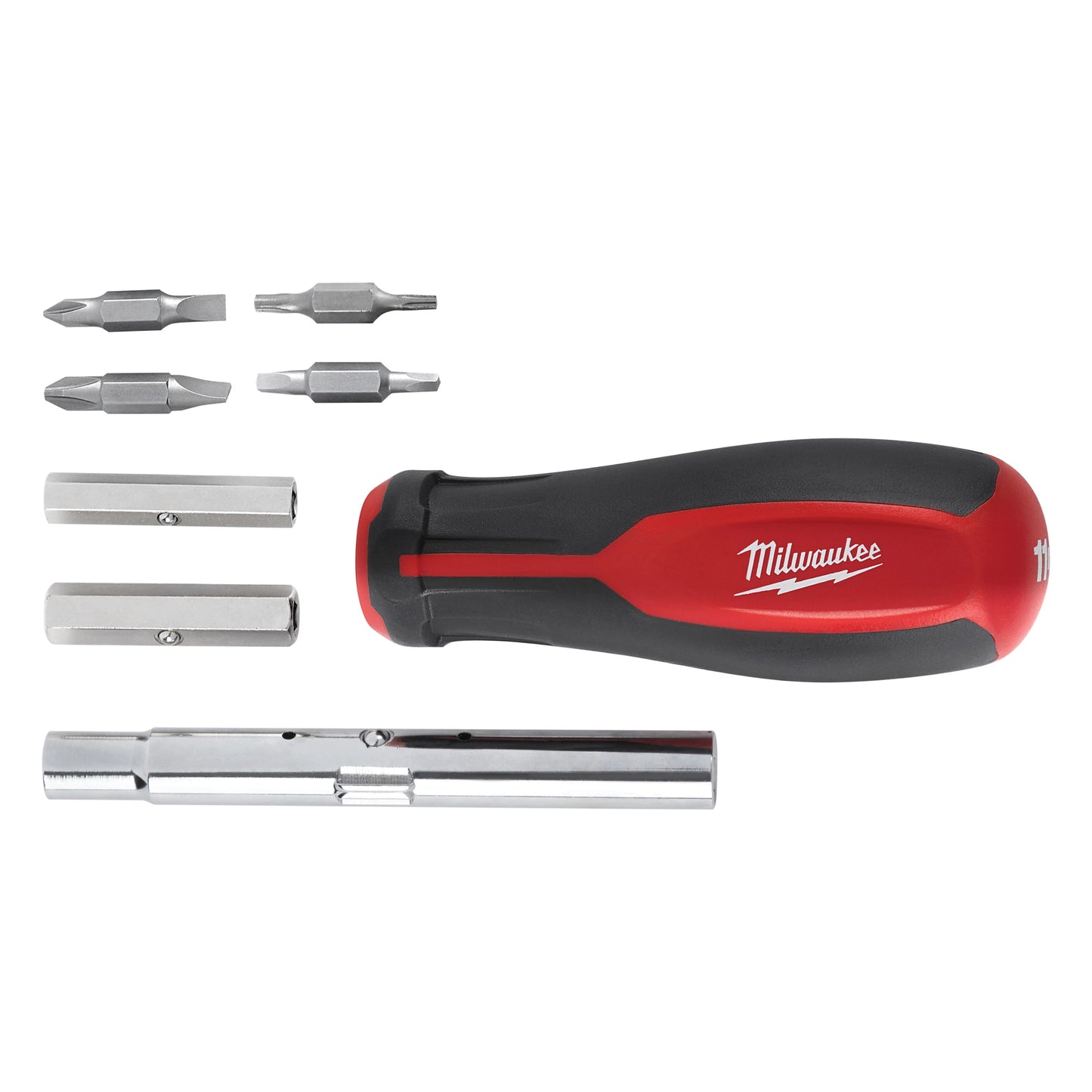 Milwaukee 48-22-2761 11-in-1 Multi-Bit Screwdriver, 11 Pieces, Plastic/Rubber Tri-Lobe Handle, Forged Steel