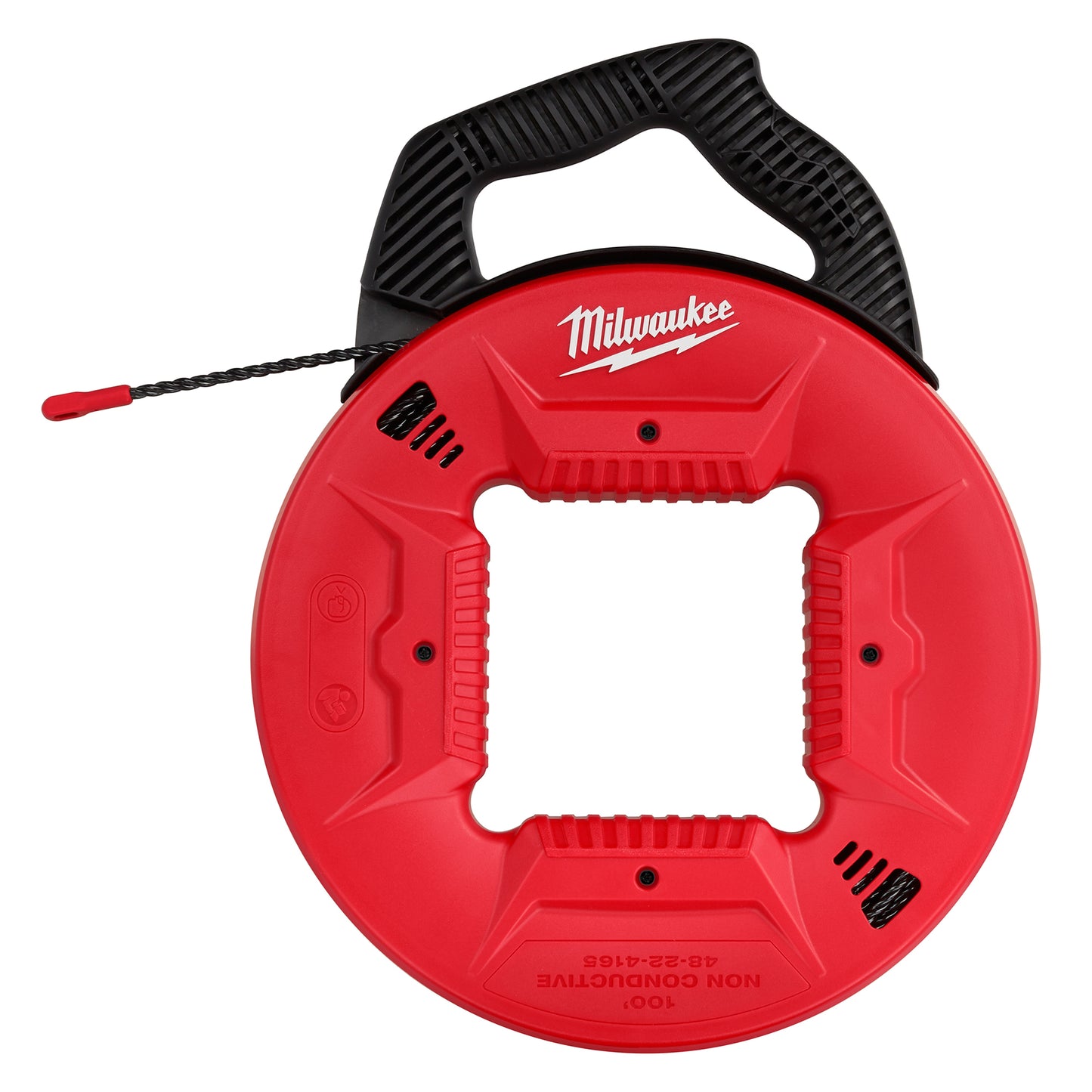 Milwaukee 48-22-4165 Fish Tape With Non-Conductive Tip, 100 ft L Tape, Round Profile, Polyester Tape, Black/Red