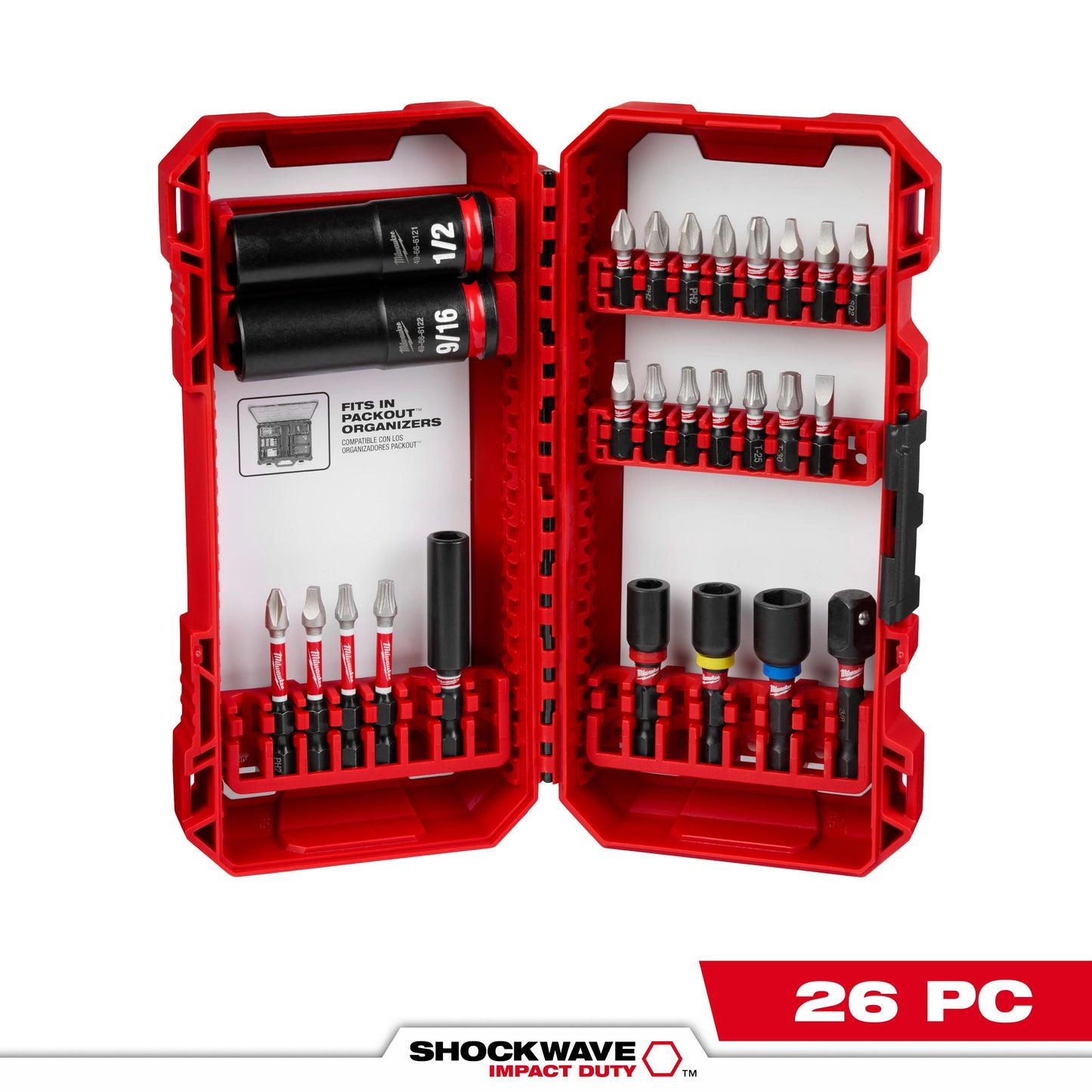 Milwaukee SHOCKWAVE Impact Duty 48-32-4408 Drive and Fasten Set, 1/4 in, Steel