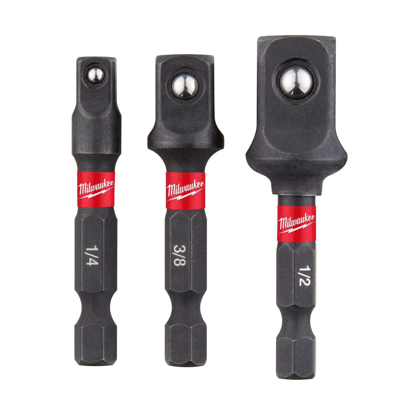 Milwaukee SHOCKWAVE 48-32-5033 3-Piece Hex Shank Socket Adapter Set, 1/4 in Male Drive, 1/4 in Female Drive, Steel