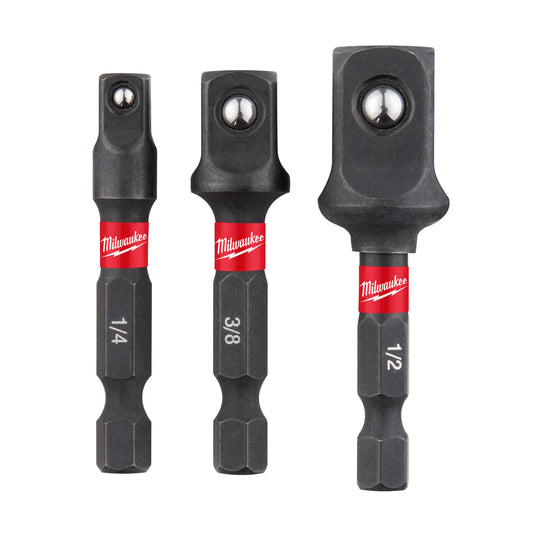 Milwaukee SHOCKWAVE 48-32-5033 3-Piece Hex Shank Socket Adapter Set, 1/4 in Male Drive, 1/4 in Female Drive, Steel