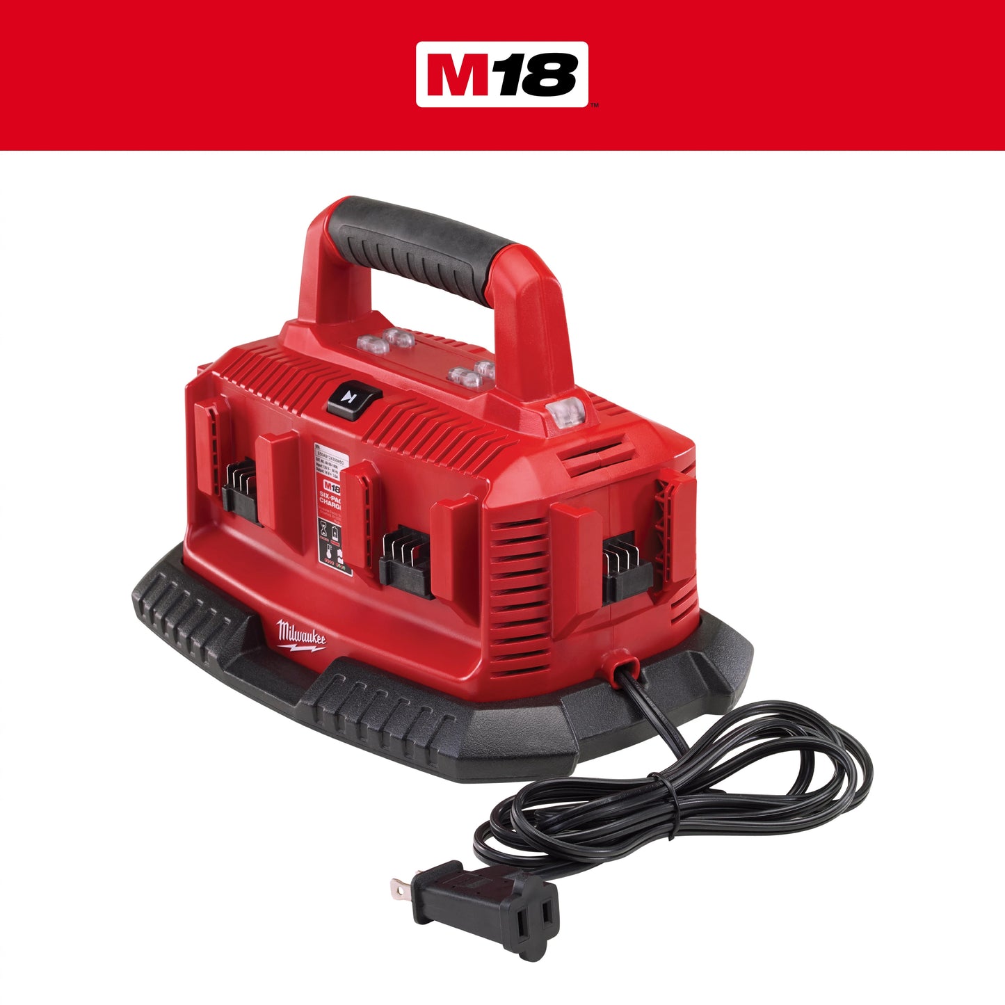 Milwaukee M18 48-59-1806 Sequential Charger, For Use With M18 Battery, Li-Ion Battery, 0.5 to 1 hr Charging, 6 Batteries