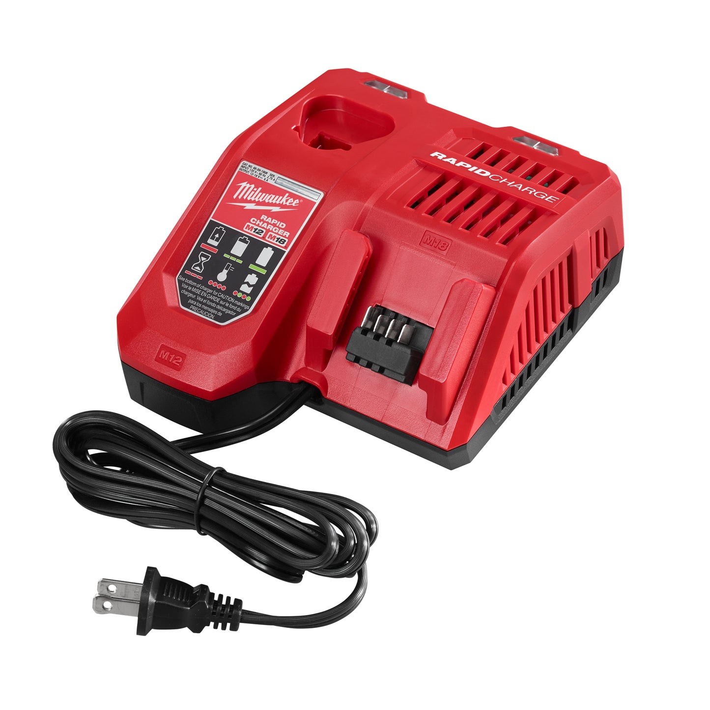 Milwaukee M18 & M12 48-59-1808 Rapid Charger, For Use With M12 and M18 Battery, Li-Ion Battery, 1 Battery