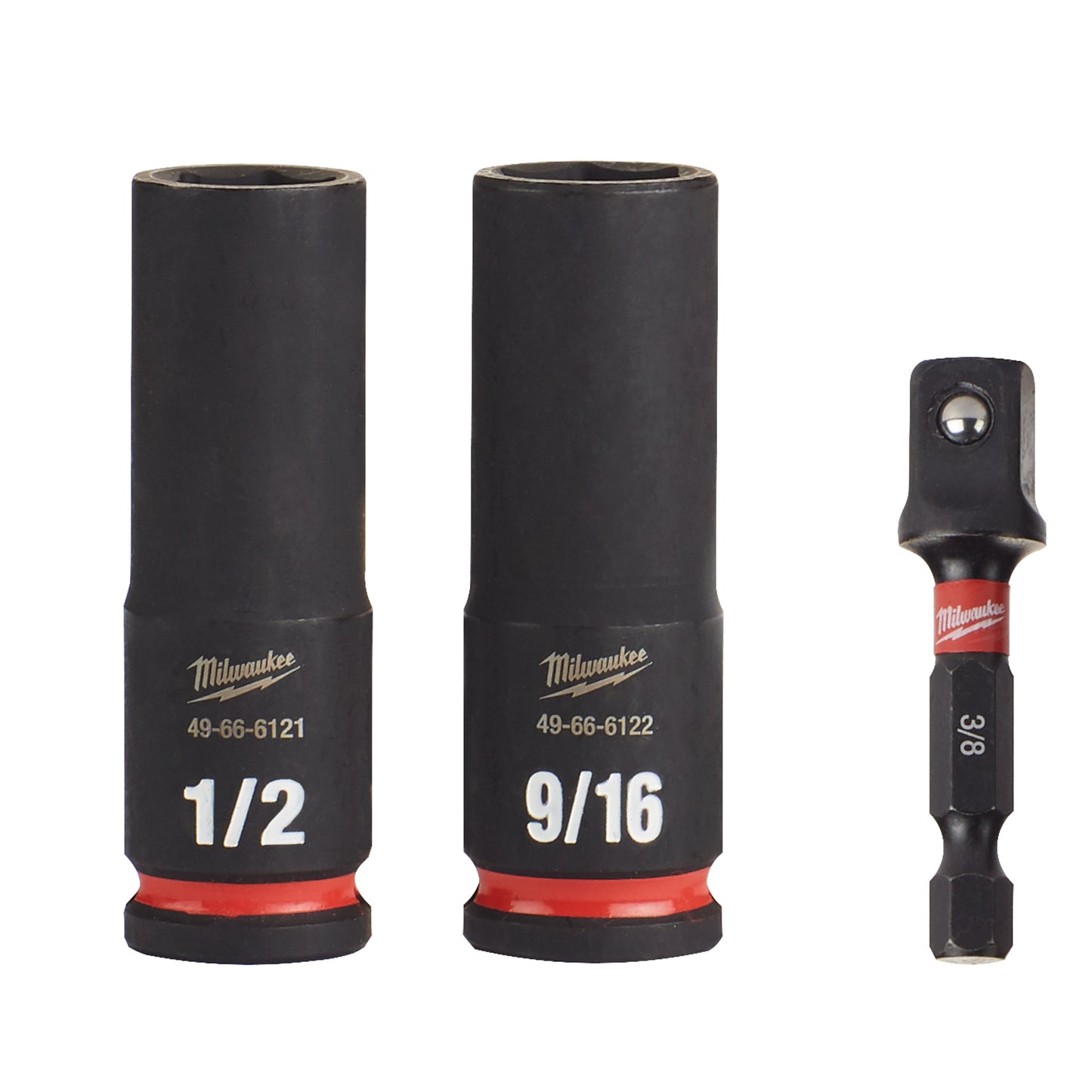 Milwaukee SHOCKWAVE 49-66-4417 Deep Thinwall Socket Set, 6 Points, 3/8 in Drive, 3 Pieces
