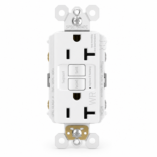 Pass & Seymour 2097TRWRW Tamper- and Weather-Resistant GFCI Receptacle, 125 VAC, 20 A, White