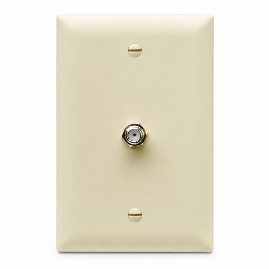 Pass & Seymour TPCATVI TradeMaster TP Series CATV Coax Wall Plate, 1-Gang, Ivory