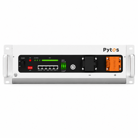 Pytes PYTV5 V5 LiFePO4 Battery, 5.12 kWh, 51.2 V, 100 Ah, Wall Mount, With Self-Heating and LCD Display