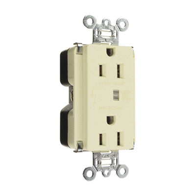 5252-ISP Duplex Surge Protective Receptacle, 125 VAC, 15 A, 2 Poles, 3 Wires, Ivory