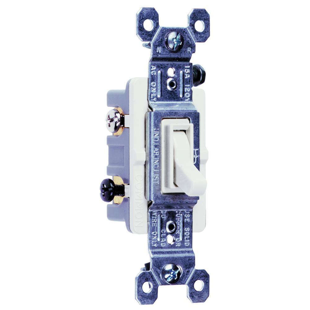TradeMaster 663WG 3-Way Self-Grounding Toggle Switch, 120 VAC, 15 A, 1/2 hp Power Rating