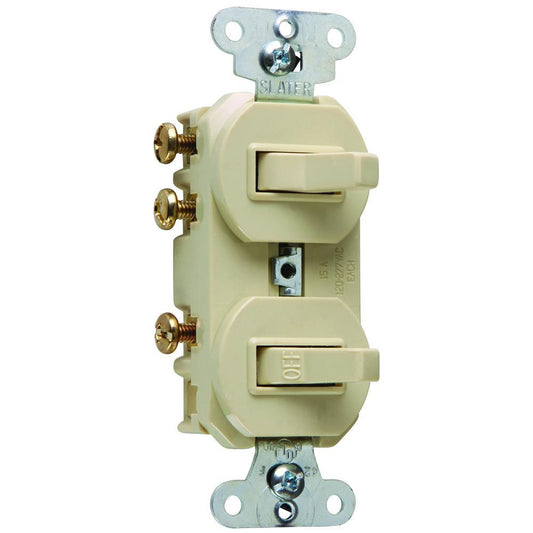 696-I 3-Way Side Wired Non-Grounding Duplex Combination Switch, 15 A, 120/277 VAC, 1 Pole