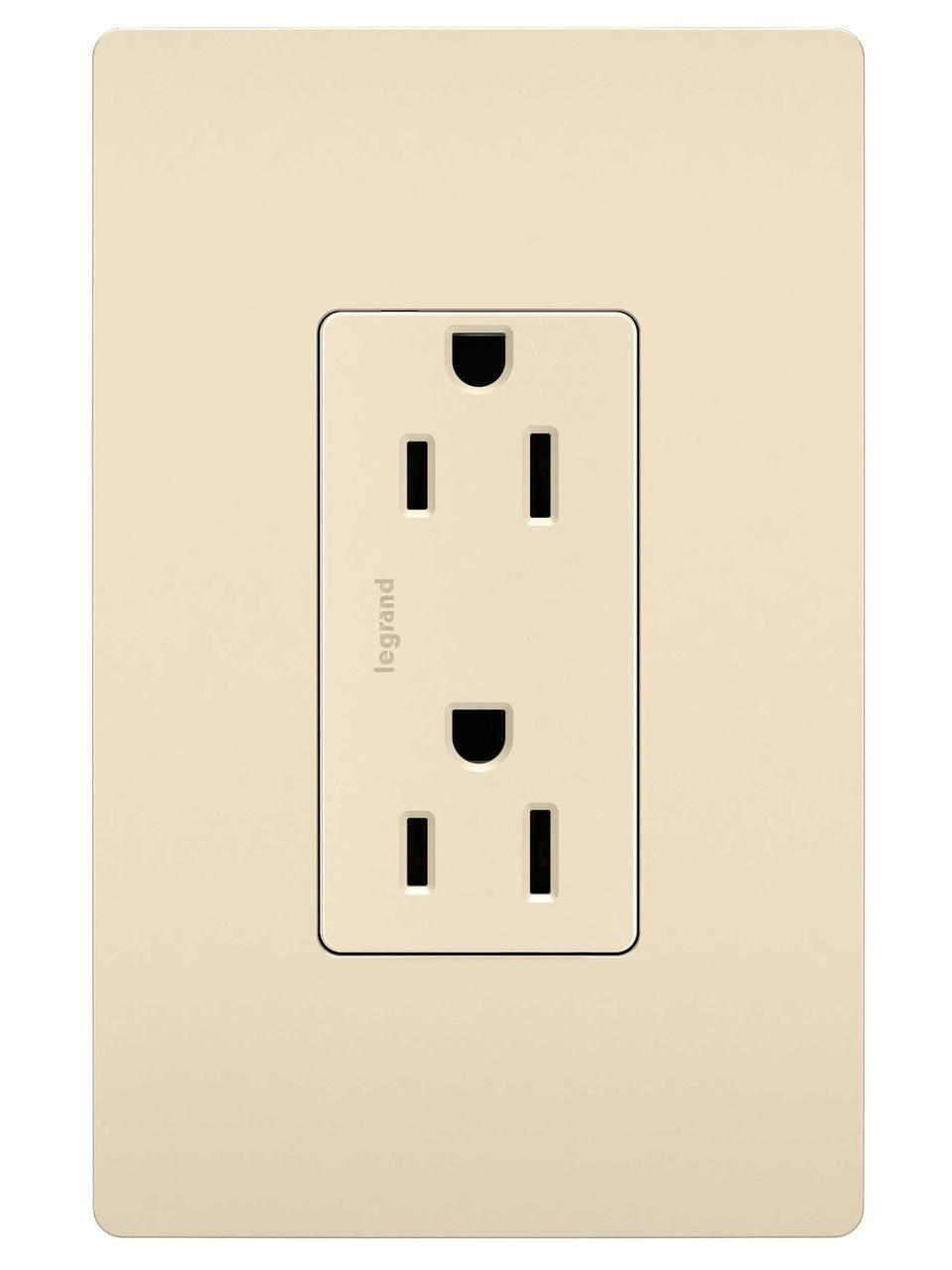 885LA 2-Gang Decorator Duplex Straight Blade Receptacle, 125 VAC, 15 A, 2 Poles, 3 Wires, Light Almond