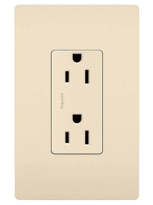 885LA 2-Gang Decorator Duplex Straight Blade Receptacle, 125 VAC, 15 A, 2 Poles, 3 Wires, Light Almond