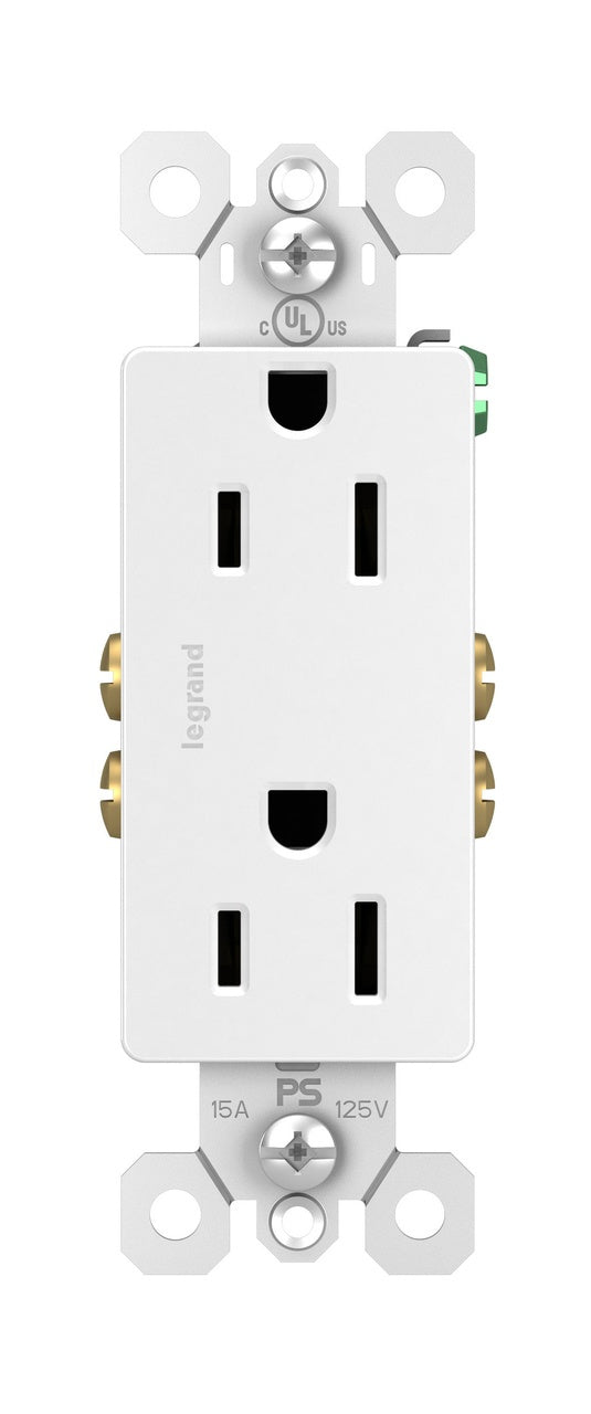 885W Sierraplex 2-Gang Decorator Duplex Straight Blade Receptacle, 125 VAC, 15 A, 2 Poles, 3 Wires, White