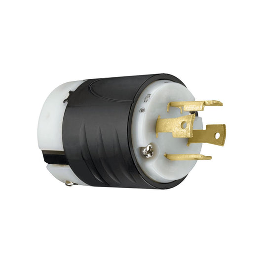 Turnlok L1430-P Locking Plug, 125/250 VAC, 30 A, 2 Poles, 3 Wires, Black/White