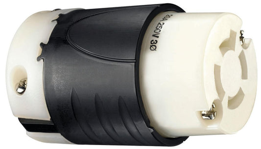 Turnlok L1520-C Locking Connector, 250 VAC, 20 A, 2 Poles, 3 Wires, Black/White