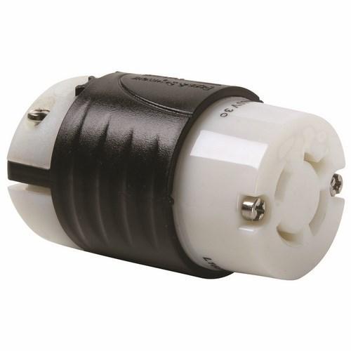Turnlok L1620-C Locking Connector, 480 VAC, 20 A, 2 Poles, 3 Wires, Black/White