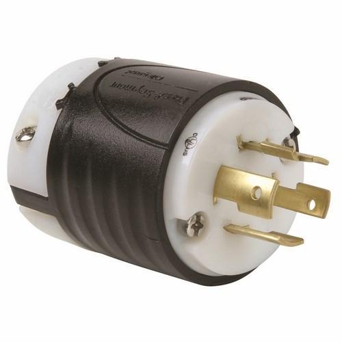 Turnlok L1620-P Locking Plug, 480 VAC, 20 A, 2 Poles, 3 Wires, Black/White