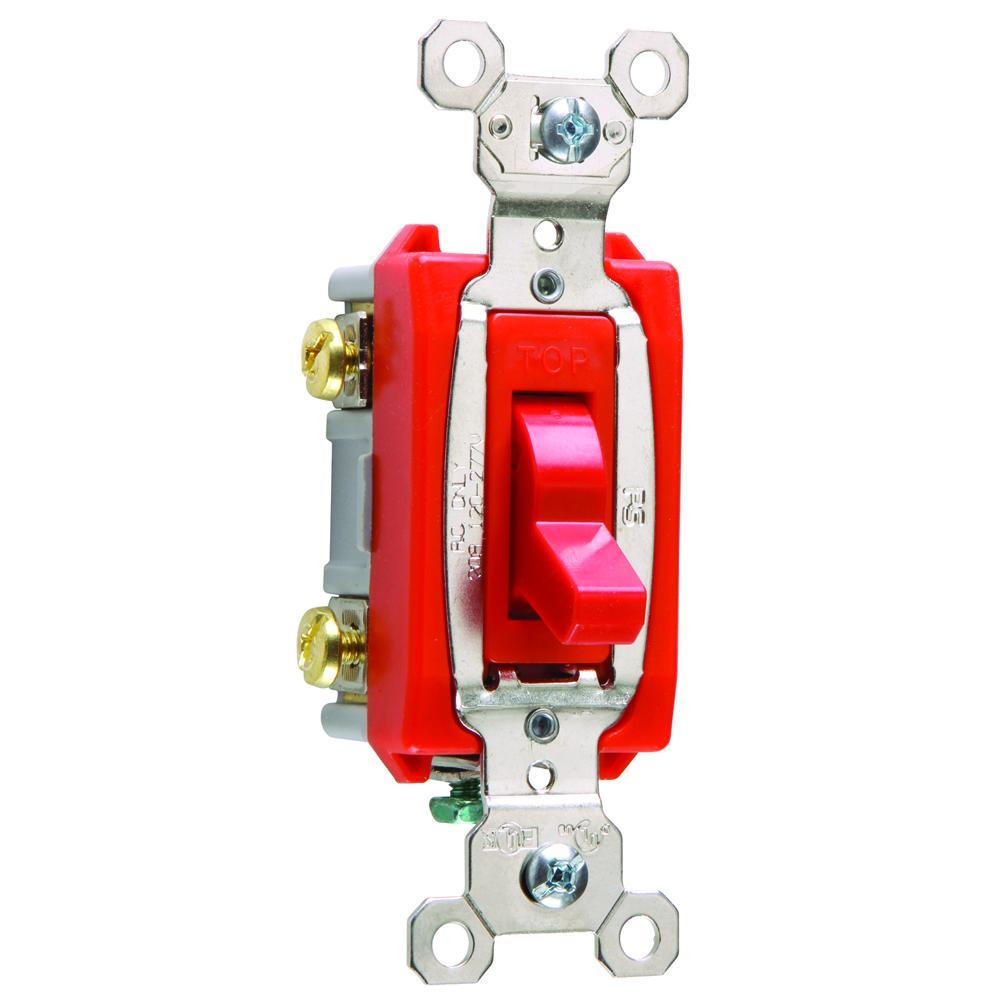 PS20AC2RPL Heavy Duty Specification Grade Pilot Light Switch, 120/277 VAC, 20 A, 1/2 hp Power Rating
