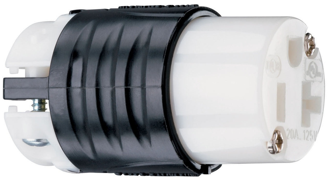 PS5369-X Extra Hard Use Straight Blade Connector, 125 VAC, 20 A, 2 Poles, 3 Wires, Black/White