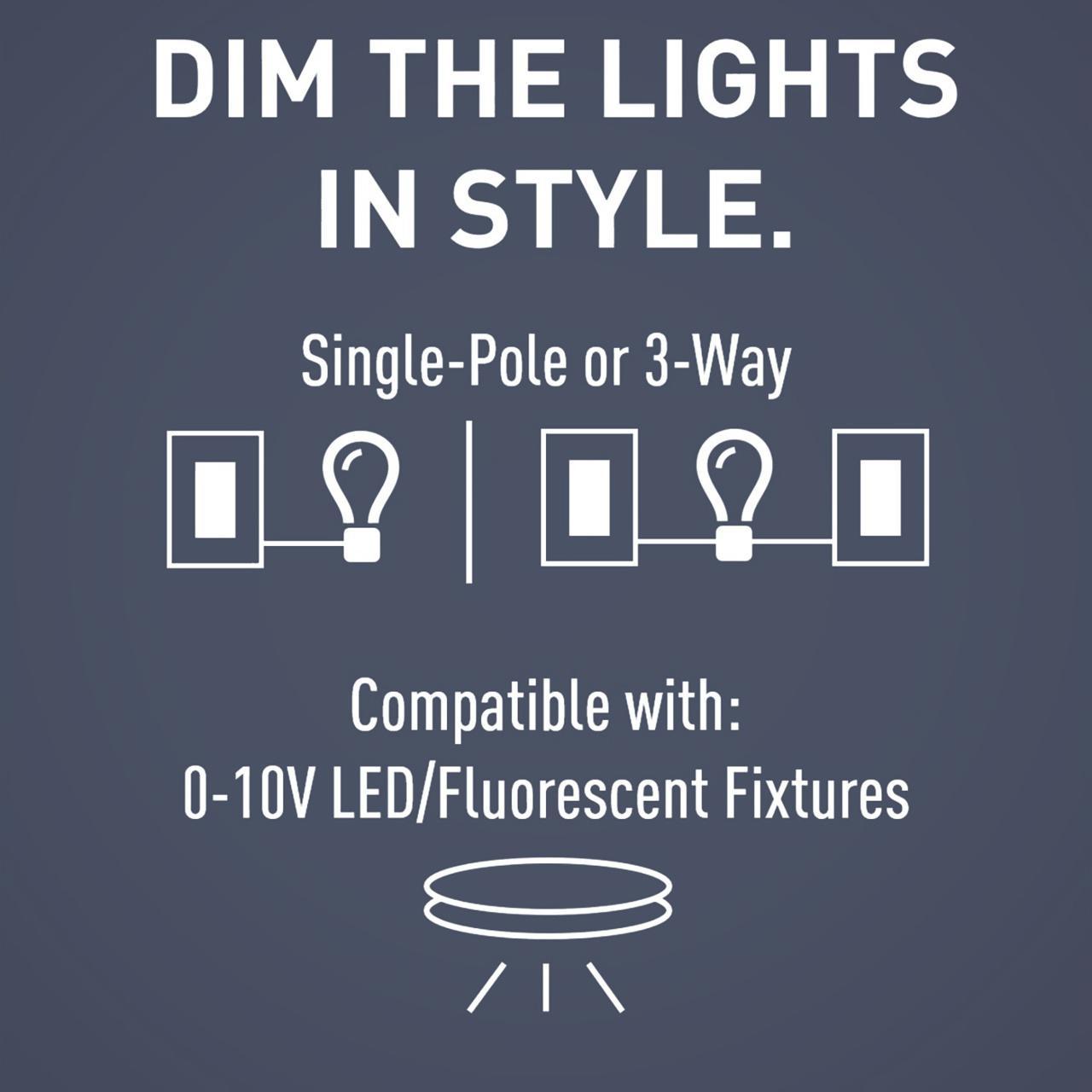 Radiant RH4FBL3PW 3-Way Preset Dimmer Switch, 120/277 VAC, 5 A, 1 Pole, 3-Way Operation, White