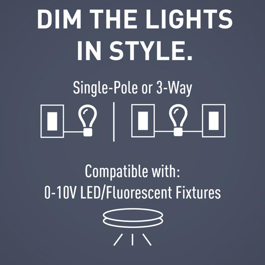 Radiant RH4FBL3PW 3-Way Preset Dimmer Switch, 120/277 VAC, 5 A, 1 Pole, 3-Way Operation, White
