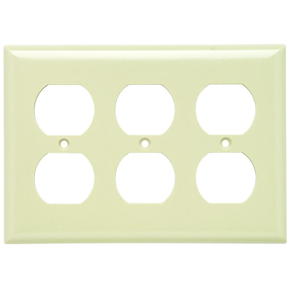 Sierraplex SP83I Standard Wall Plate, 3 Gangs, 6-3/8 in W x 5 in H, Thermoplastic, Ivory