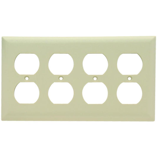 Sierraplex SP84I SP Series Standard Receptacle Wall Plate, 4 Gangs, 5 in, Thermoplastic, Ivory