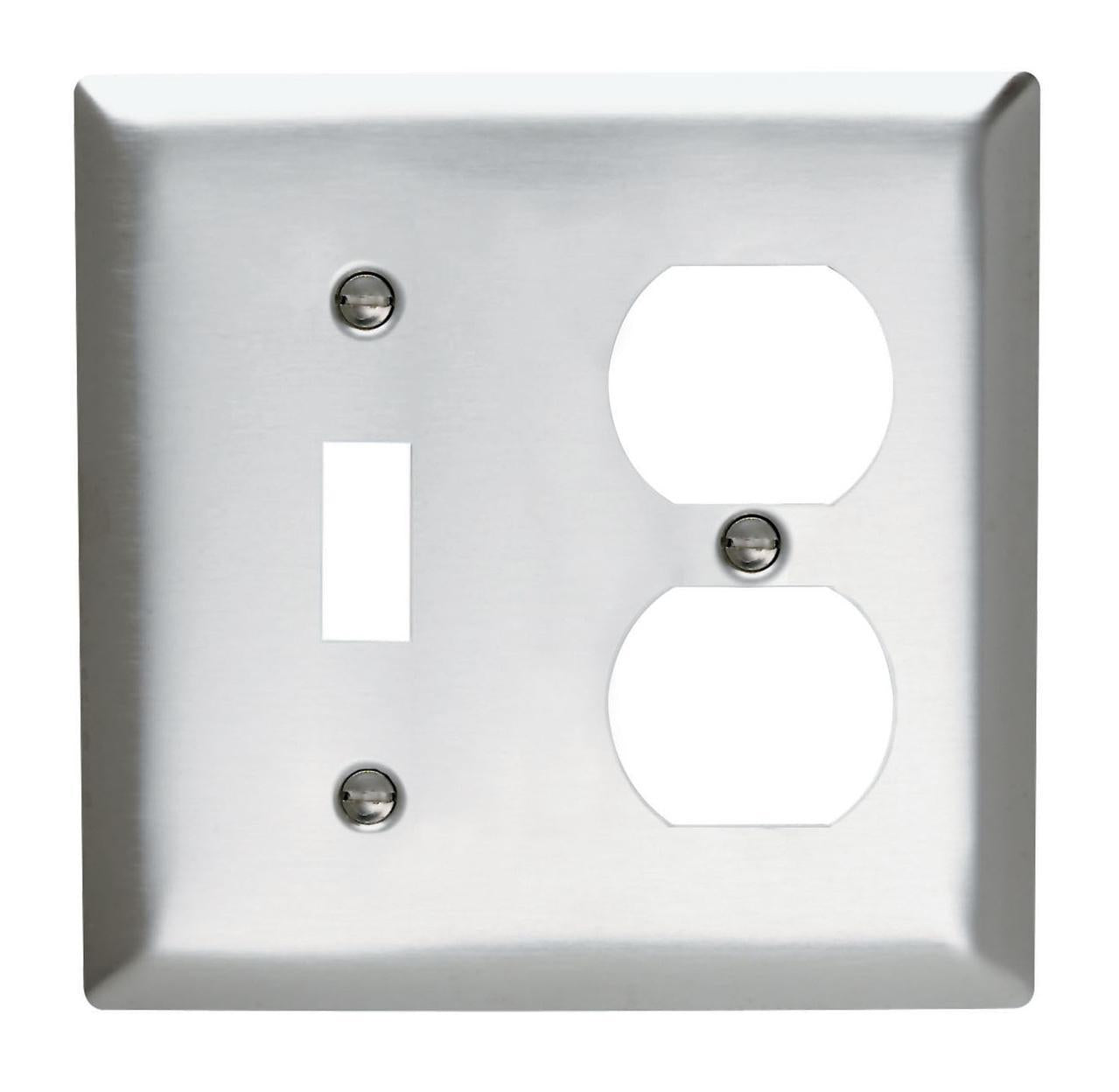 SS18 Standard Combination Wall Plate, 2 Gangs, 7 in, 302 Stainless Steel