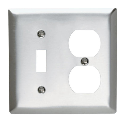 SS18 Standard Combination Wall Plate, 2 Gangs, 7 in, 302 Stainless Steel