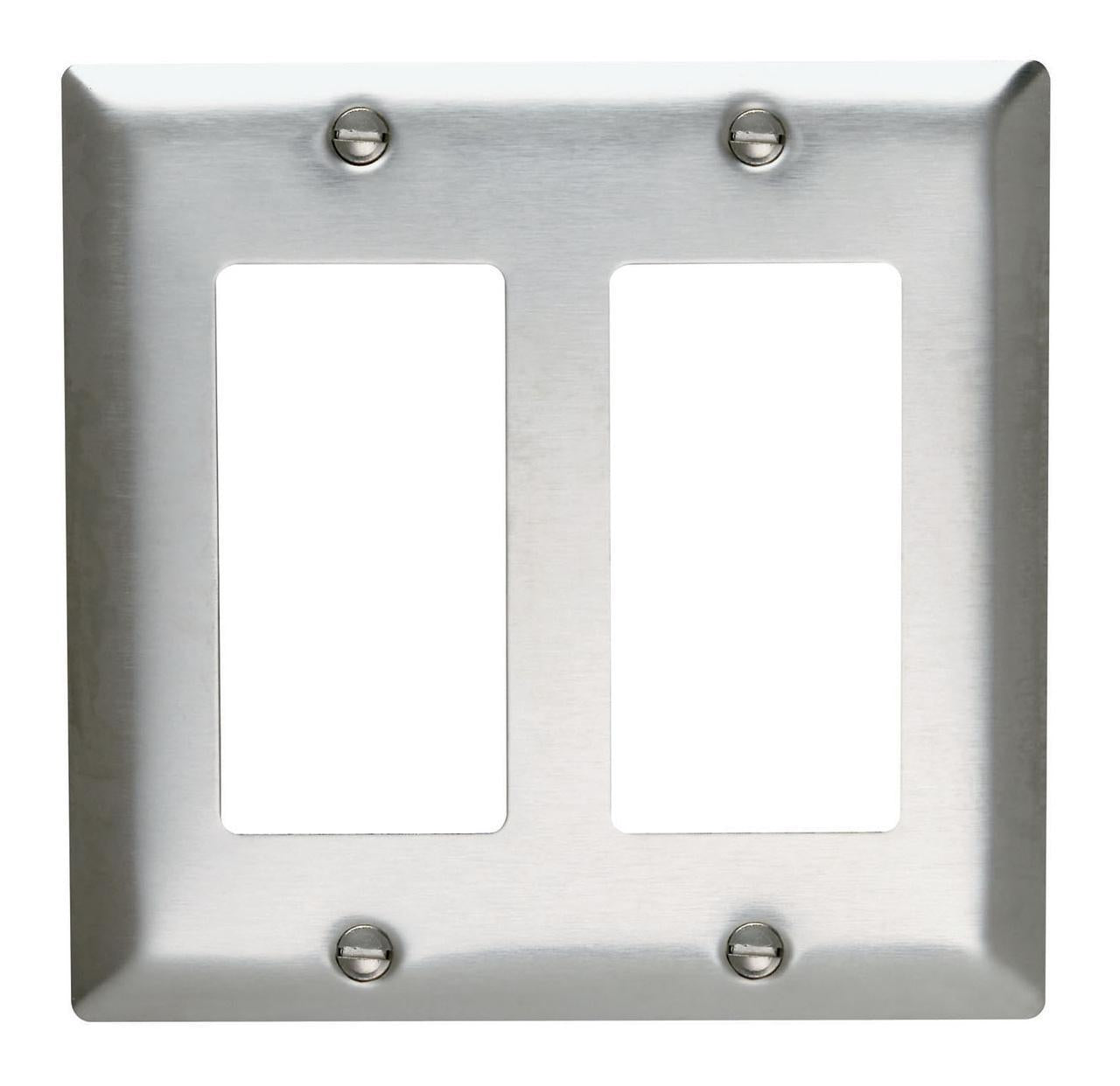 SS262 Standard Combination Wall Plate, 2 Gangs, 7.8 in, 302 Stainless Steel