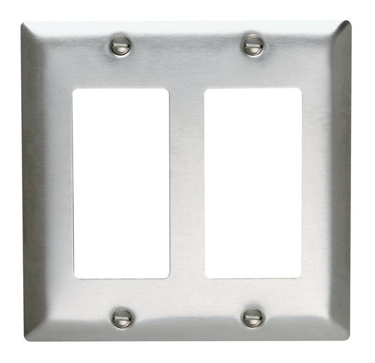 SS262 Standard Combination Wall Plate, 2 Gangs, 7.8 in, 302 Stainless Steel