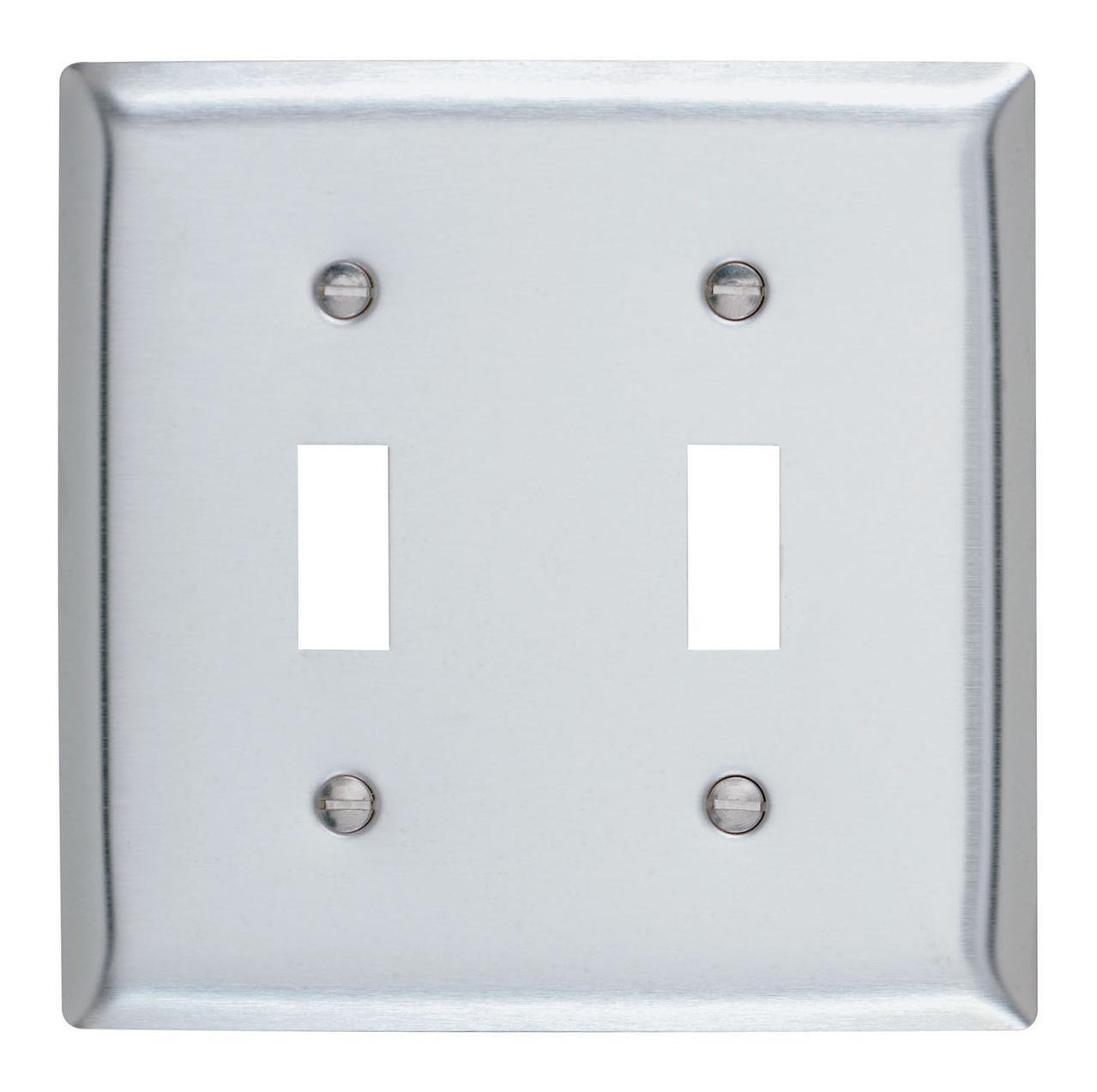 SS2 Standard Wall Plate, 2 Gangs, 7.8 in W x 7.8 in H, 302 Stainless Steel