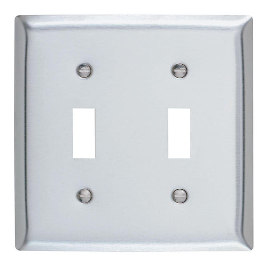 SS2 Standard Wall Plate, 2 Gangs, 7.8 in W x 7.8 in H, 302 Stainless Steel