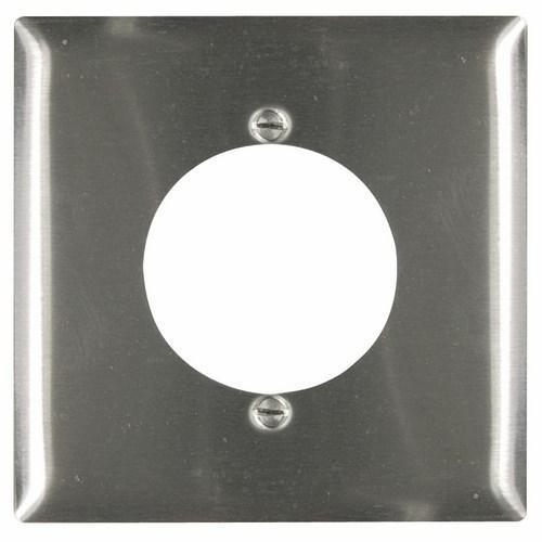 SS702 Standard Wall Plate, 2 Gangs, 7.8 in W x 7.8 in H, 302 Stainless Steel