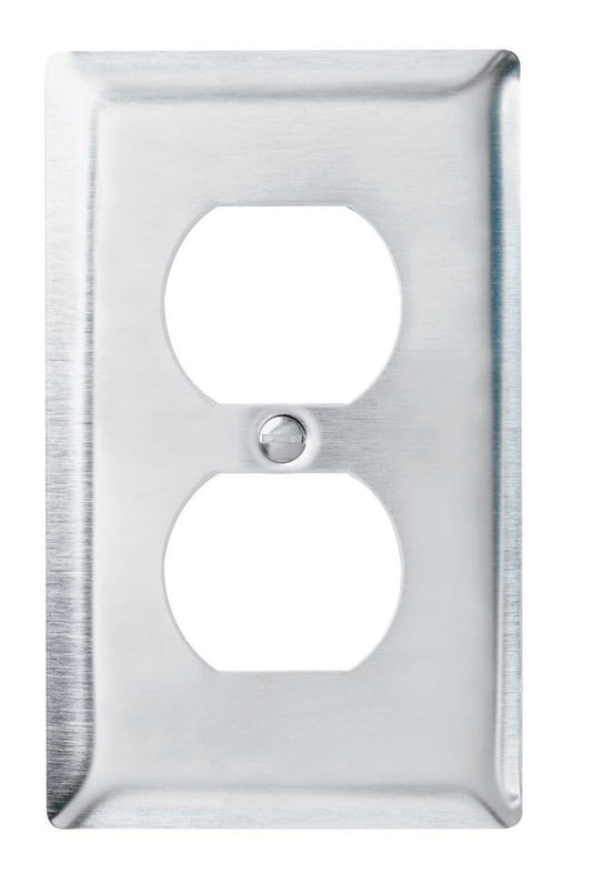 SS8 Standard Receptacle Wall Plate, 1 Gangs, 7.8 in, 302 Stainless Steel