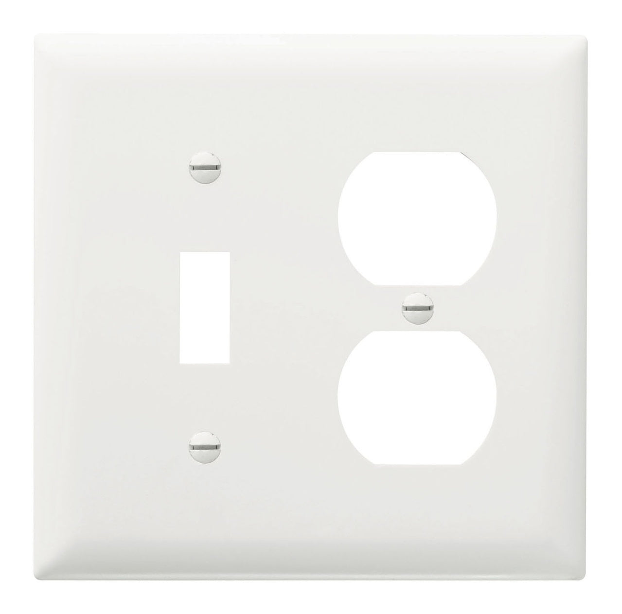 TradeMaster TP18W TP Series Standard Combination Wall Plate, 2 Gangs, 4.7 in, Thermoplastic, White